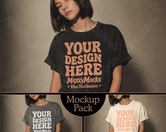 Comfort Colors Mockup Bundle, Unisex CC1717 Indie Studio Photography Fashion Mockups, Oversized 1717 Streetwear Graphic Tshirt Mock Up Pack