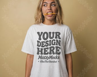 Comfort Colors School Shirt Mockup, College CC1717 Mockups, Tshirt fashion Photography, Oversized Shirt Template, C1717 Graphic Tee Mock Up