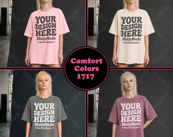Comfort Colors 1717 Mockup Bundle, Indie Studio Photography Fashion Mockup, CC1717 Oversized Streetwear Tshirt Mockup Punk Alternative C1717