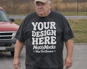 Funny Dad Shirts Mockup | Mens Comfort Colors 1717 Mockup, Humour T-Shirt Mockups, CC1717 Meme Shirt, Plus Size Mens Mockup, Older Model Tee