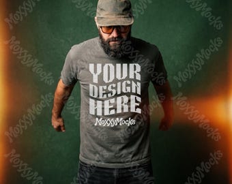 Pepper Comfort Colors 1717 Mockup Mens, Rugged Grey CC1717 Tshirt Mockups, Bearded Mens Pepper C1717, Alternative Comfort Colors Mock up