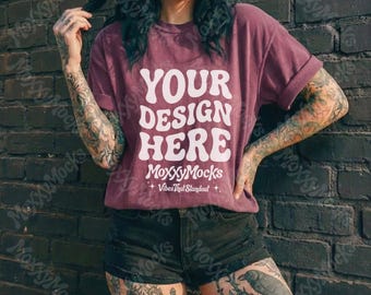 Comfort Colors 1717 Tshirt Mockup Bundle, Whimsigoth Clothing Mockup Bundle, Witchy shirt model, Goth vintage t-shirt Weirdcore Shirt Mockup