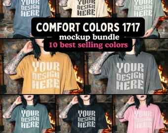 Comfort Colors 1717 Mockup Bundle Oversized Tshirt Mockup Alternative Dark Cottagecore Shirt Mockup Tattoo Gothic Style CC1717 Dark Academia