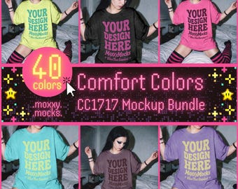 Scenecore Comfort Colors 1717 Mockup Bundle, Oversized Tshirt Mockup Pack,  Alternative CC1717 Shirt Mockups Nostalgic Webcore C1717 T-shirt