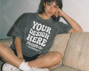 Comfort Colors 1717 Pepper Shirt Mockup, Trendy Y2K Mockup, 90s Tshirt Aesthetic, Streetwear Mockup, Y2K Mockup, Gen X Y2K Clothes Mock up