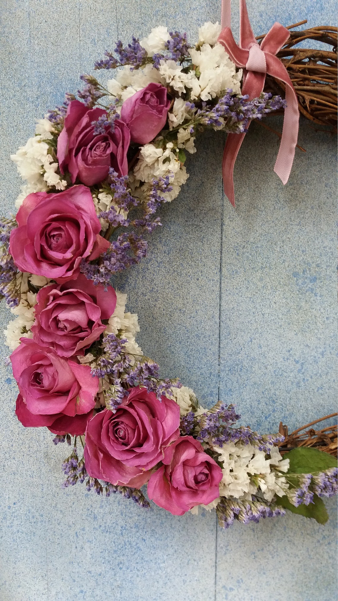 Wreath dried roses Etsy