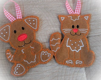 Dog or Cat Gingerbread Christmas Ornament | Pet Lover Gift | Handmade Tree Decoration