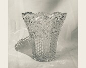Vintage antique cut boho crystal vase
