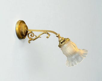 Applique tulipes en verre laiton Style Baroque Rococo Appliq