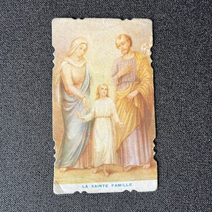 Ancienne Image pieuse française Jésus Christ La Sainte Famille Marie Joseph trinité religieuse carte prière Dieu communion 1900 1930