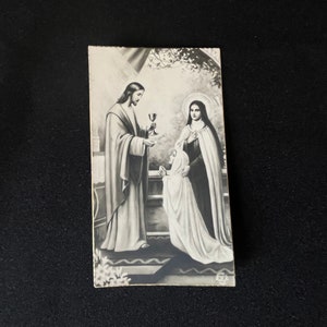 Ancienne Image pieuse française Première Communion Solennelle Marie Jésus XX 1930 Carte religieuse carte de prière religieuse Dieu FRANCE
