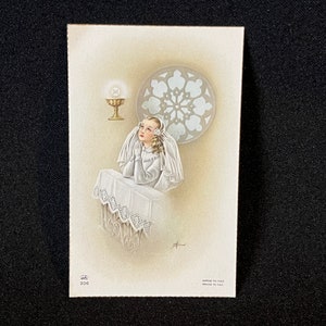 Ancienne Image pieuse française Première Communion Solennelle XX  1940 1950 Carte religieuse carte de prière religieuse jésus Dieu FRANCE