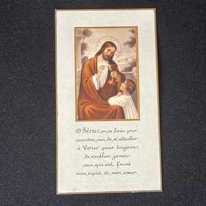 Ancienne Image pieuse française Jésus Ange Communion XX 1930 1940 Carte religieuse de prière Dieu Made in FRANCE Jésus Christ reliquaire