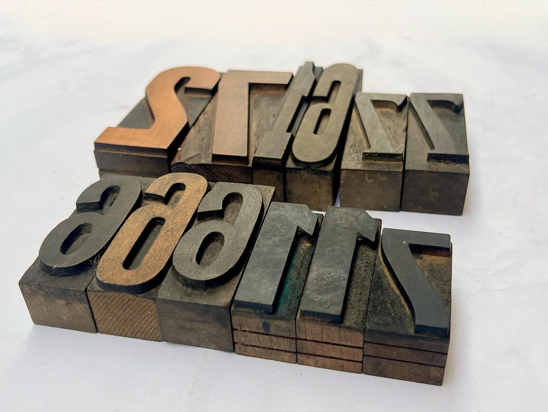 Wood Print Lettering Antique Wooden Printing Letters, Numbers, Vintage Typographic ...