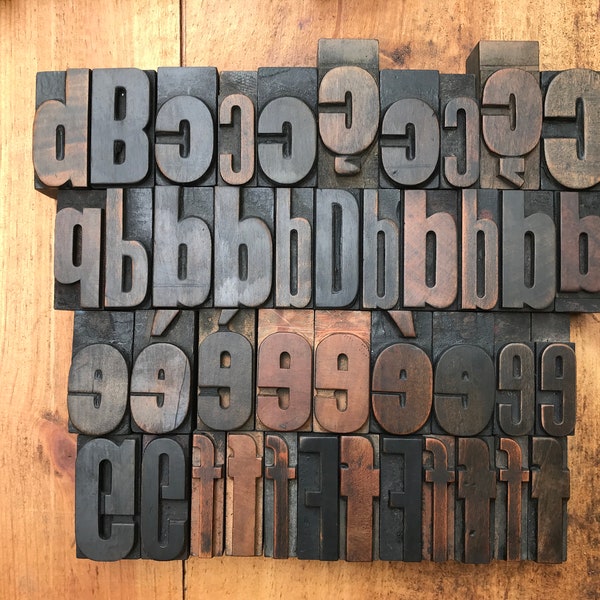 4.5 CM - Old wooden letters printing letter from B to G typography wood type letter press