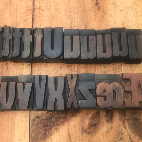 4.5 CM - Old wooden letters letter printing from T to Z typography wood type letter press