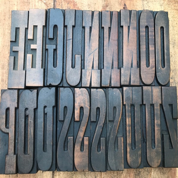 10 CM - 4 INCH - Oude houten letters lettertypografie afdrukken houtsoort letterpers