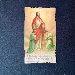 Ancienne Image pieuse française Jésus et L'Eucharistie XX 1900 1920 Carte religieuse de prière religieuse ange Dieu communion Made in FRANCE