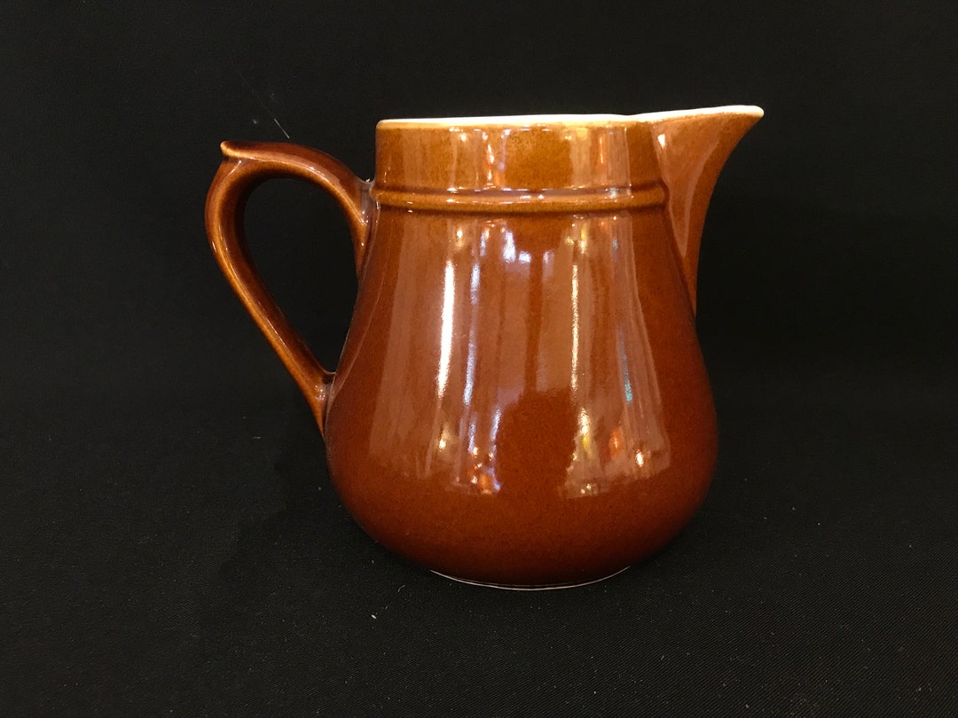 Lot De 5 Mugs Vintage En Faïence Céramique Marron Orange - Made In England, Occasion