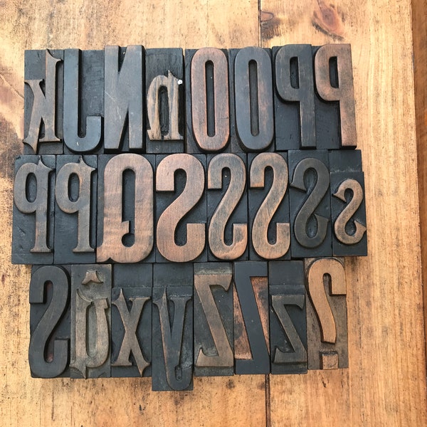 7 CM - Old wooden letters letter printing from K to Z typography wood type letter press