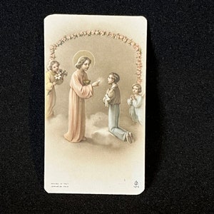 Ancienne Image pieuse française Première Communion Solennelle XX  1940 1950 Carte religieuse carte de prière religieuse jésus Dieu FRANCE