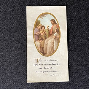 Ancienne Image pieuse française Jésus Communion XX 1930 1940 Carte religieuse de prière Dieu Made in FRANCE ange Christ reliquaire