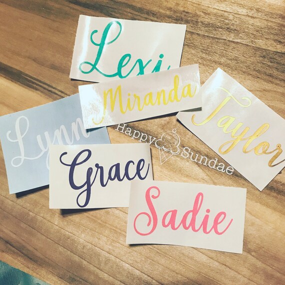 Cursive Vinyl Decal Names FREE SHIPPING Etsy