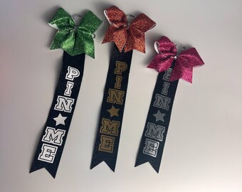 Personalized Cheer Bow Keychain: Glitter Cheerleading Bag Tag