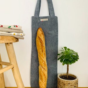 Sac à baguettes/à pain doublé, résistant, en lin et tissus oeko tex ou bio Zéro déchet fabrication artisanale image 8