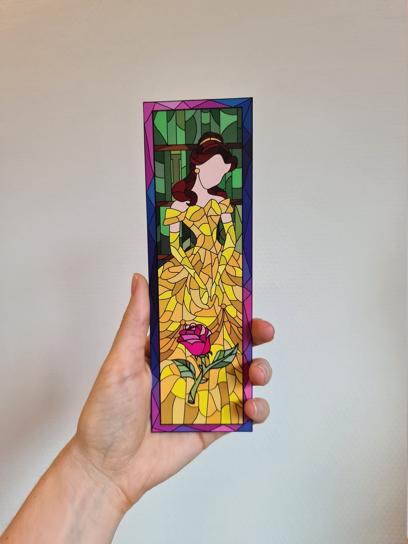 belle bookmark disney princess beauty and the beast rose etsy