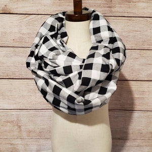 Flannel Zipper Pocket Scarf / Infinity Scarf / Hidden Pocket Scarf /