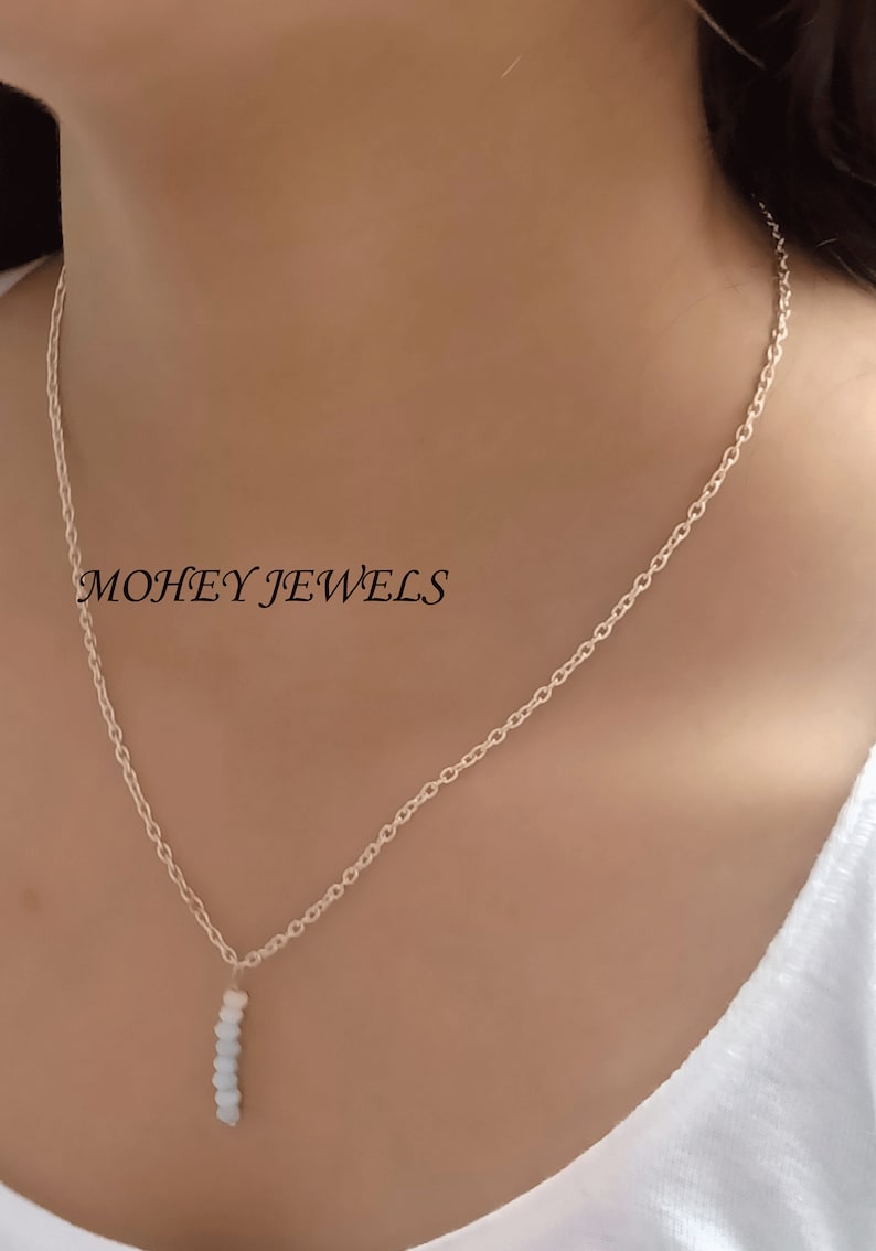 AAA Blue Opal Necklace,Gemstone Necklace,Dainty Opal Beads Necklace,October Birthstone Necklace,925 Silver,Gold,Rose Gold Necklace For Sale