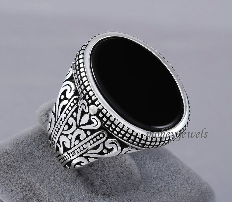 Sale Men/'s Ring Wide Band Ring Gemstone Ring Sterling Silver Ring Unique Ring Birthstone Ring Black Onyx Ring Wedding Gift For Him