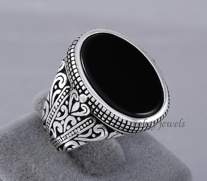 Sale Men/'s Ring Wide Band Ring Gemstone Ring Sterling Silver Ring Unique Ring Birthstone Ring Black Onyx Ring Wedding Gift For Him