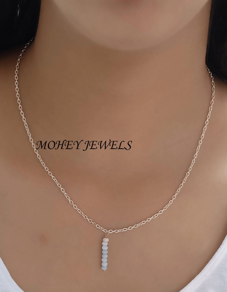 AAA Blue Opal Necklace,Gemstone Necklace,Dainty Opal Beads Necklace,October Birthstone Necklace,925 Silver,Gold,Rose Gold Necklace For Sale