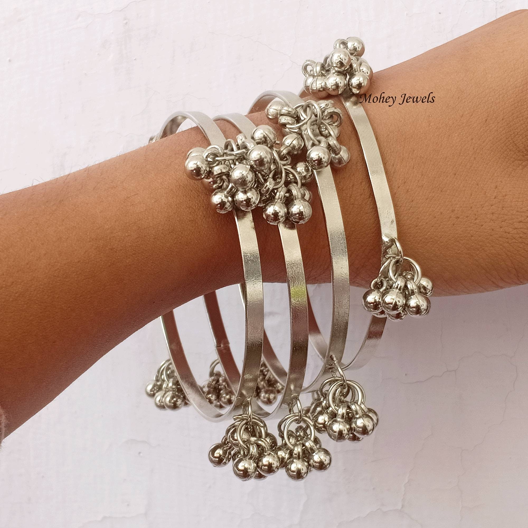 Ghungroo bangles deals silver