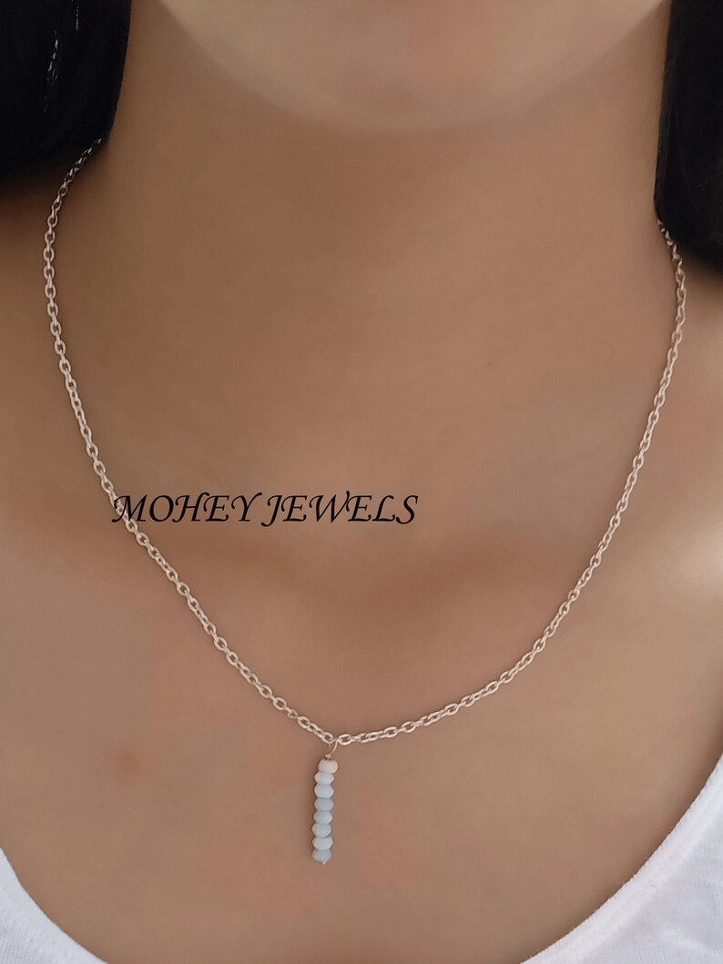AAA Blue Opal Necklace,Gemstone Necklace,Dainty Opal Beads Necklace,October Birthstone Necklace,925 Silver,Gold,Rose Gold Necklace For Sale