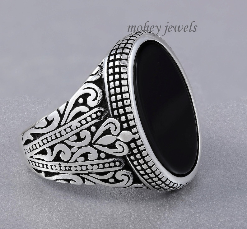 Sale Men/'s Ring Wide Band Ring Gemstone Ring Sterling Silver Ring Unique Ring Birthstone Ring Black Onyx Ring Wedding Gift For Him