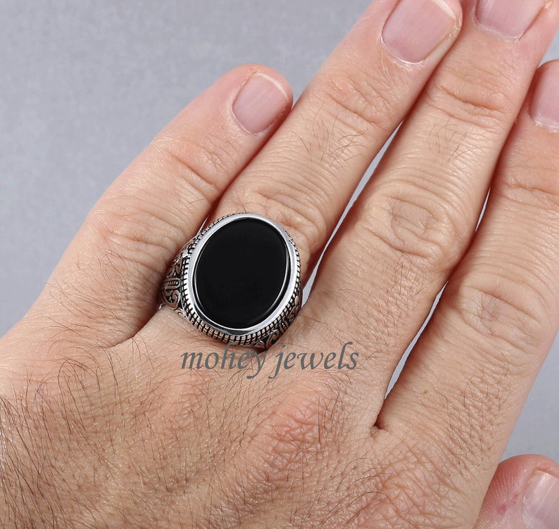 Sale Men/'s Ring Wide Band Ring Gemstone Ring Sterling Silver Ring Unique Ring Birthstone Ring Black Onyx Ring Wedding Gift For Him