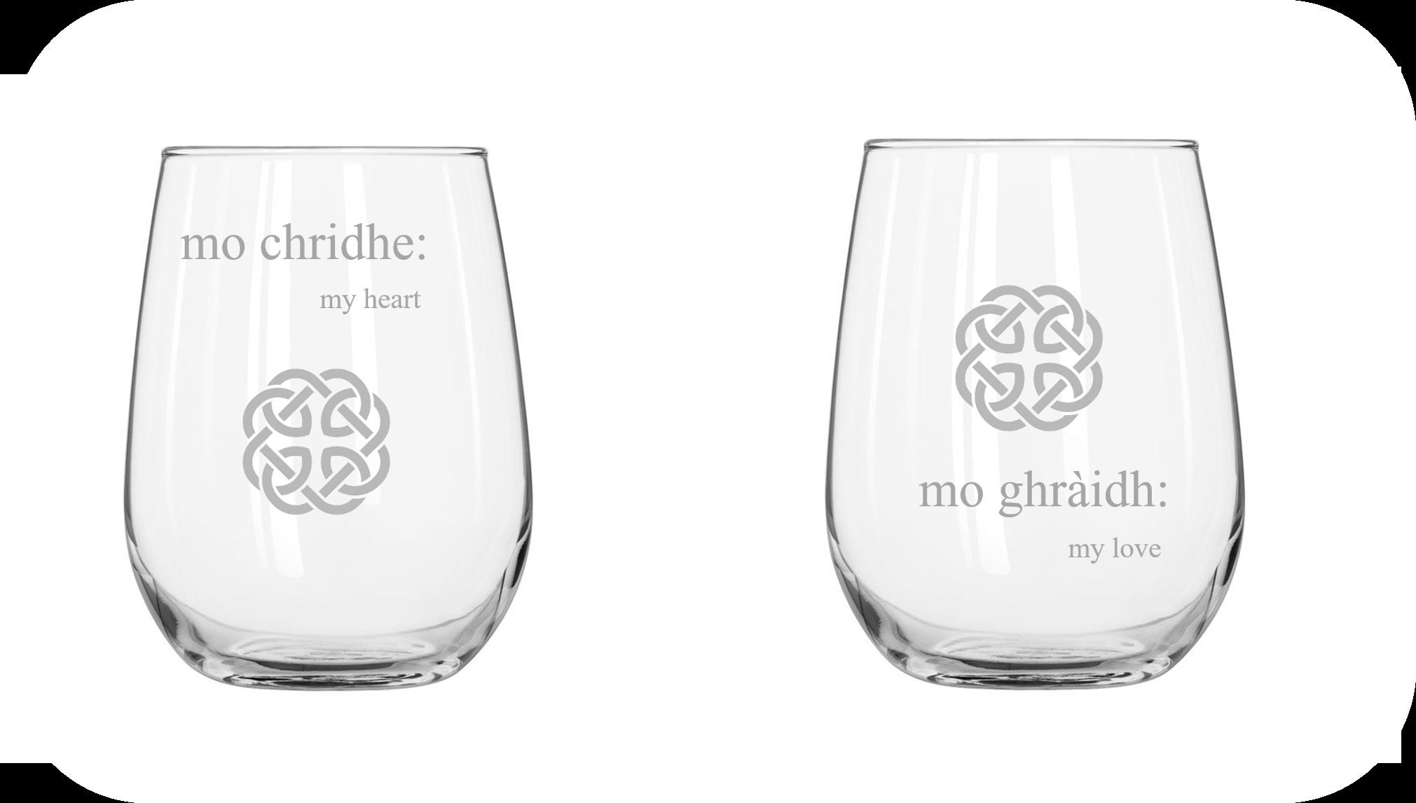 Outlander Love Stemless Wine Glasses Set of 2 Etsy