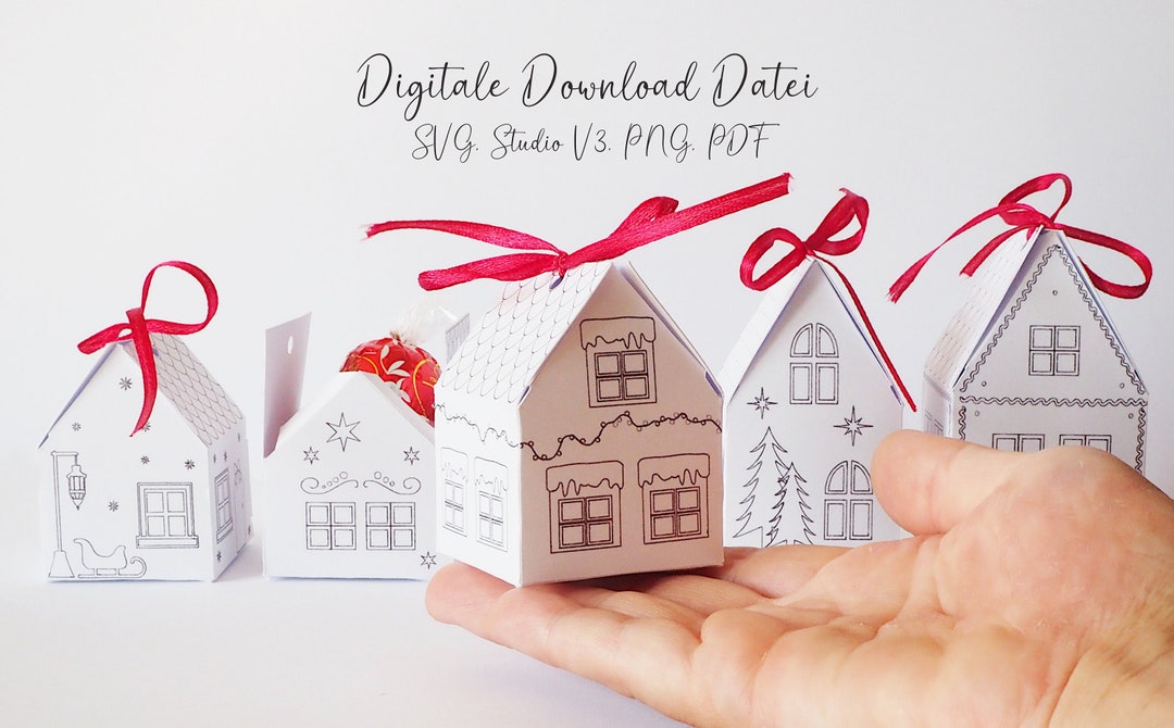 Gift Box House White Christmas Box Plotter File Svg Png and - Etsy