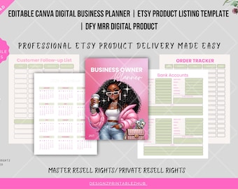 Black Woman Business Digital Planner | Canva & PDF Template | PLR + MRR | Goodnotes Ready