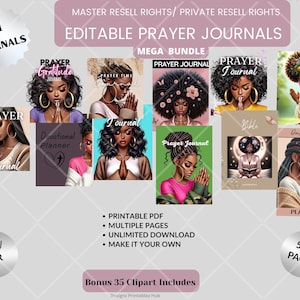 Lot de journaux de prières non datés pour femmes afro-américaines | Toile modifiable (téléchargement numérique)