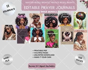 African American Women's Undated Prayer Journal Bundle | Canva Editable (Digital Download)