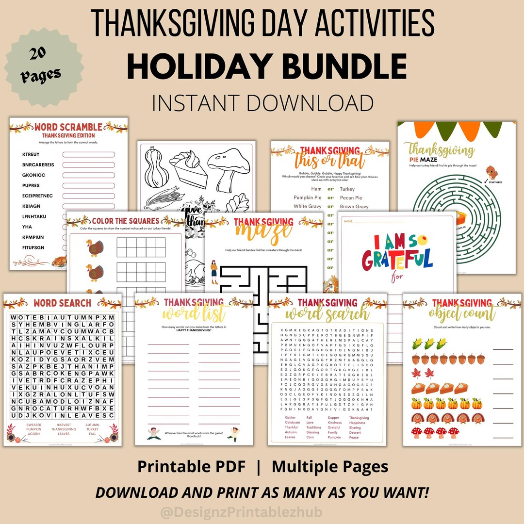 Printable Thanksgiving Games & Activities | Puzzles, Coloring Pages and ...