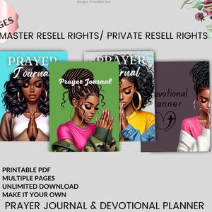 Diario de oración y planificador / Mujeres negras / Plantilla editable de Canva / Diario de fe PLR