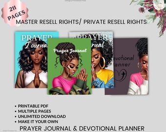 Prayer Journal & Planner Bundle| Black Women | Editable Canva Template | PLR Faith Journal