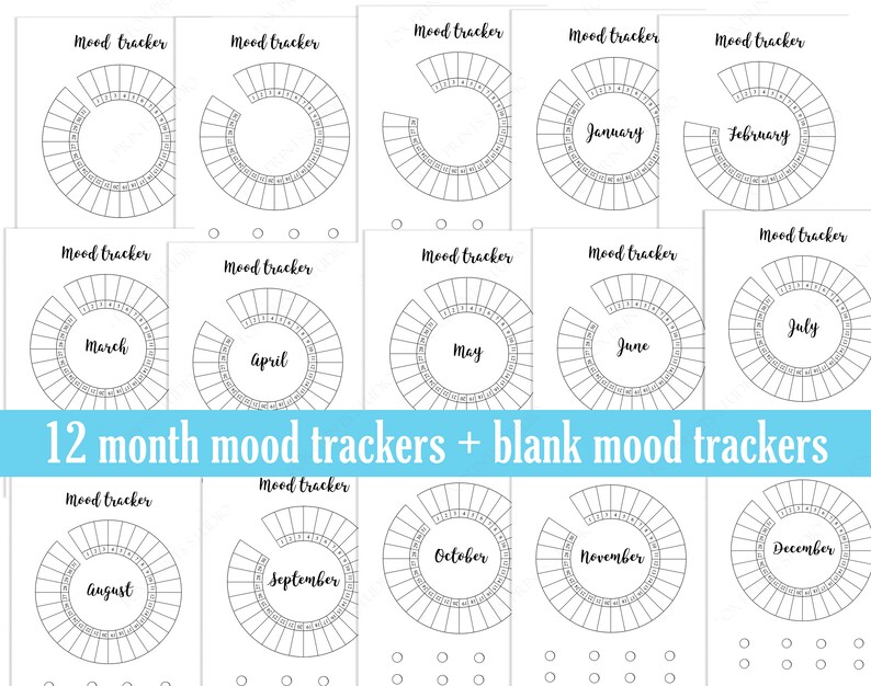 Circle Mood Tracker Bullet Journal printable Monthly Mood | Etsy