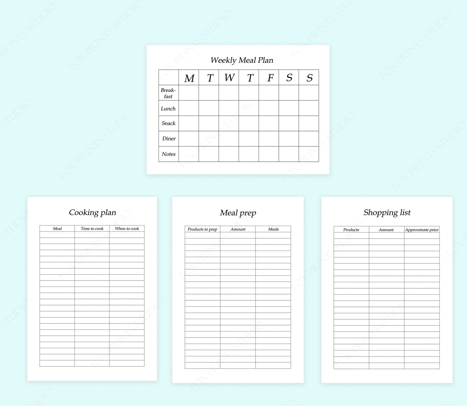 Meal Planner Printable Meal Prep Planner meal Prep Template - Etsy