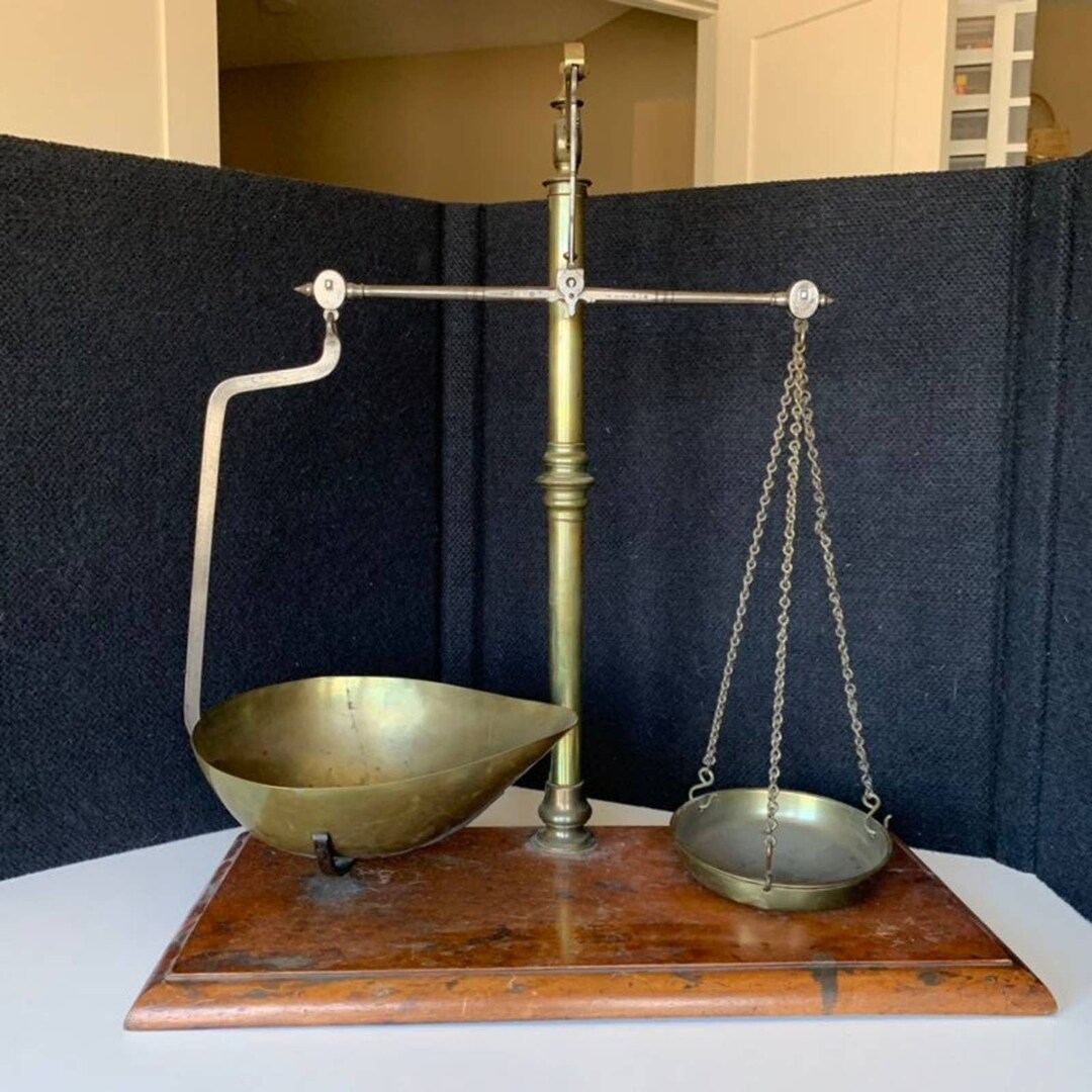 Antique Solid Brass Balance Beam Pharmacy Scale H POOLEY & SON Class 2